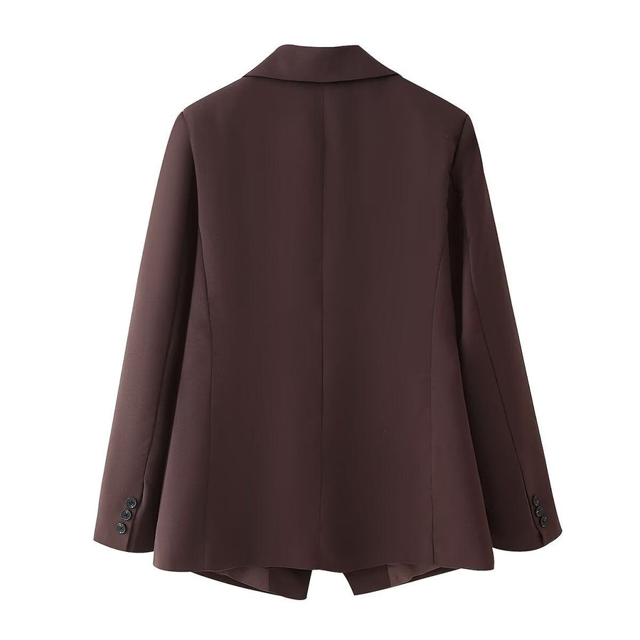 Diana | Women's Pockets Elegant Blazer in Brown