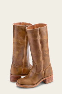 Diana | Women's Mid-Calf Slip-On Classic Western Boots Stacked Heel in Brown