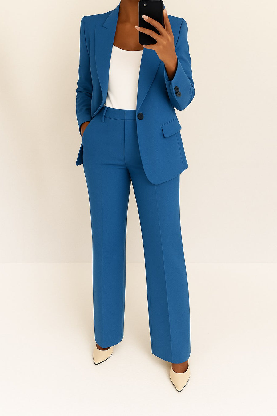 Diantha | Women's Long-sleeve blazer and Trousers Two-Piece Suit in Blue