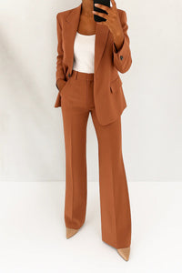 Diantha | Women's Long-sleeve blazer and Trousers Two-Piece Suit in Brown
