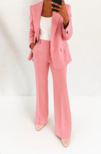 Diantha | Women's Long-sleeve blazer and Trousers Two-Piece Suit in Pink