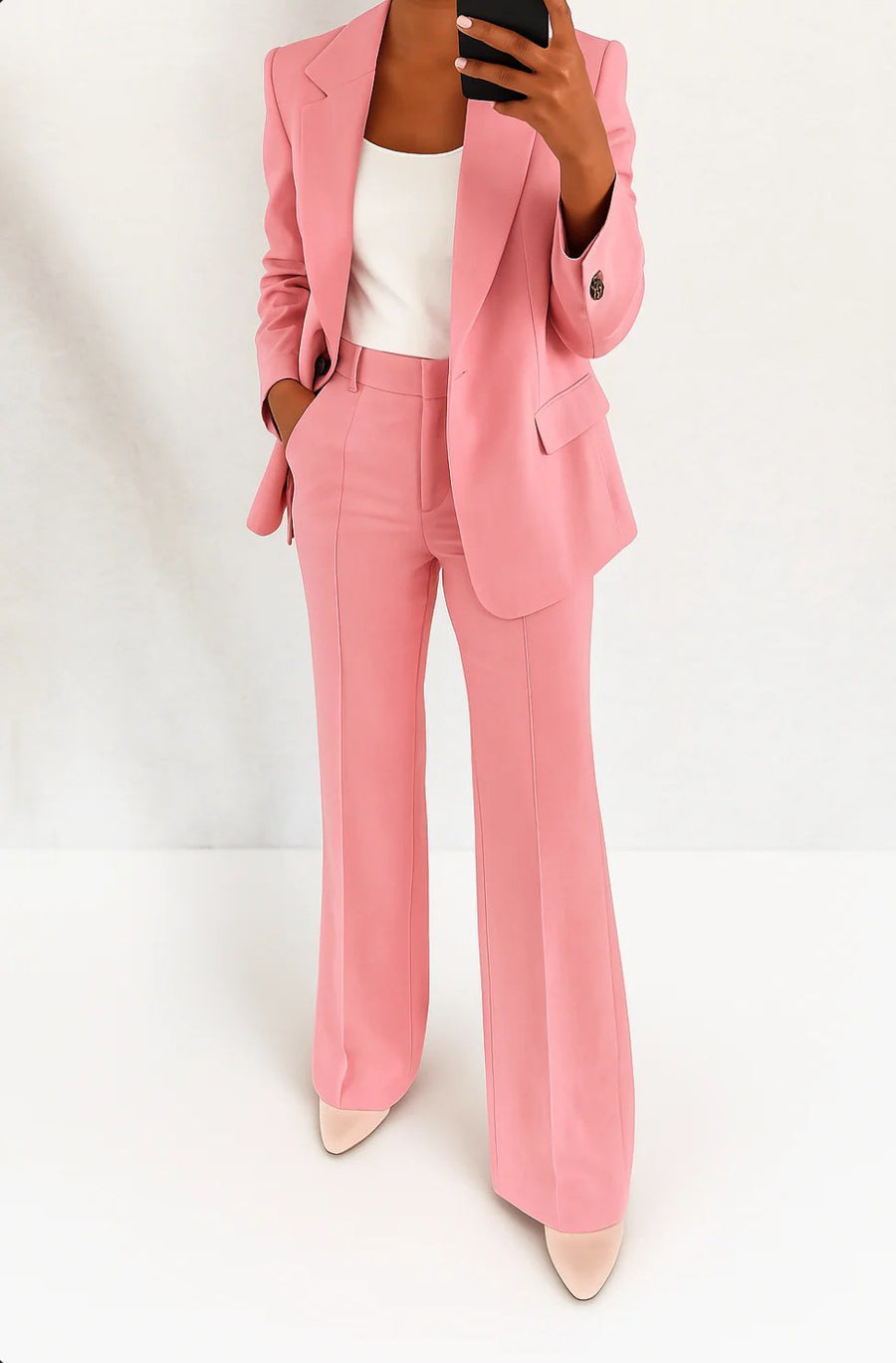 Diantha | Women's Long-sleeve blazer and Trousers Two-Piece Suit in Pink