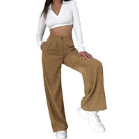 Dilwen | Women's Wide Leg Corduroy Pants in Brown
