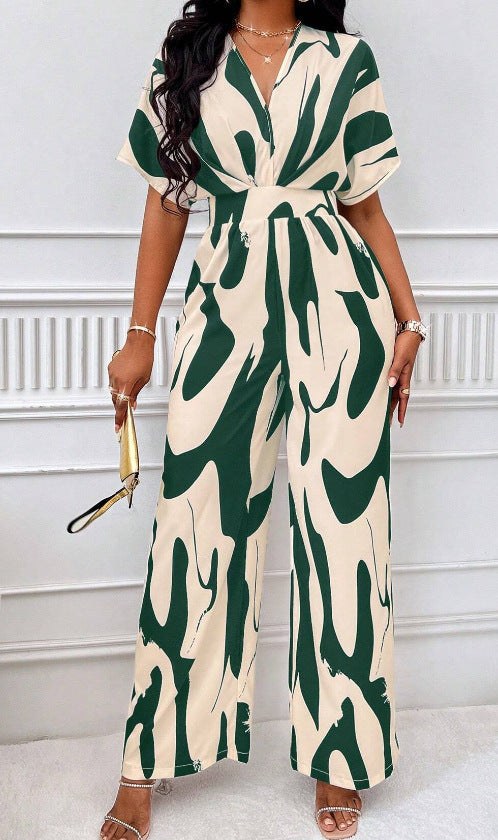 Dilys | Women's Belted Elegant Jumpsuit in Green