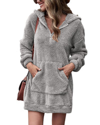 Dionne | Women's Hooded Fleece Dress – Casual Dress in Gray