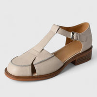 Dionne | Women's Closed-Toe T-Strap Sandals in Beige