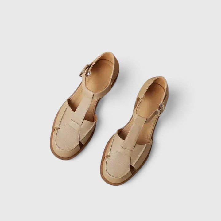 Dionne | Women's Closed-Toe T-Strap Sandals in Khaki