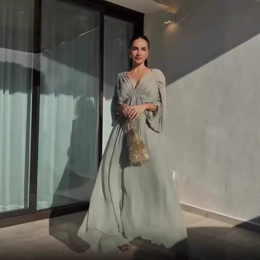 Dionysia | Women's Flowing Ruched Elegant Maxi Dress