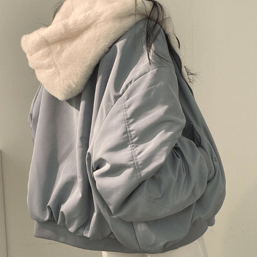 Dolores | Women's Oversized Relaxed-Fit Fleece-Lined Zip-Up Winter Jacket in Beige