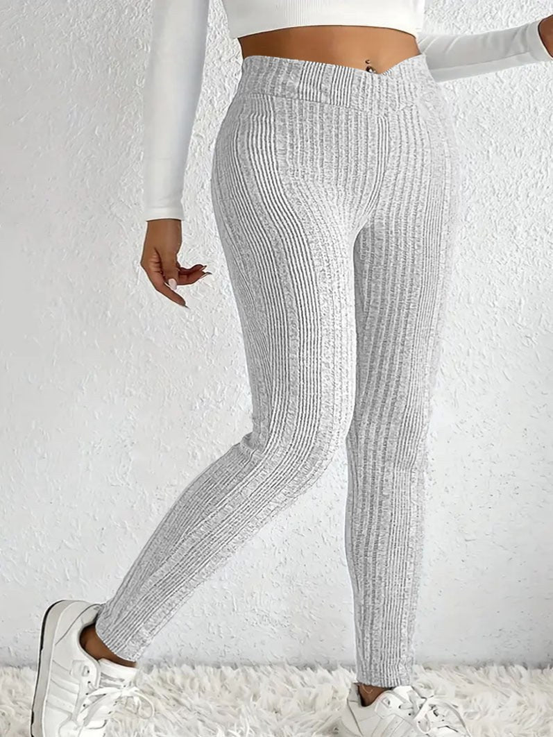 Dolorosa | Women's Knit Elegant Leggings in Gray