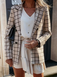 Dominique | Women's Button-Front Elegant Blazer in Khaki