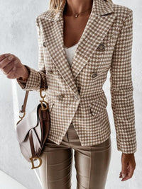 Dominique | Women's Button-Front Elegant Blazer in Plaid