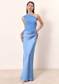 Dominique | Women's Elegant One-Shoulder Bodycon Maxi Dress in Sky Blue