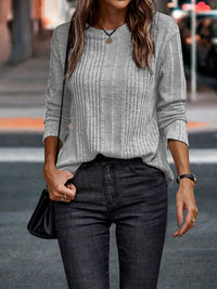Donatella | Women's Textured Long Sleeve Top in Gray