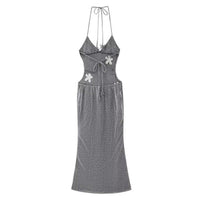 Donatella | Women's Floral Maxi Dress in Gray