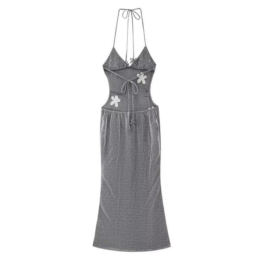 Donatella | Women's Floral Maxi Dress in Gray