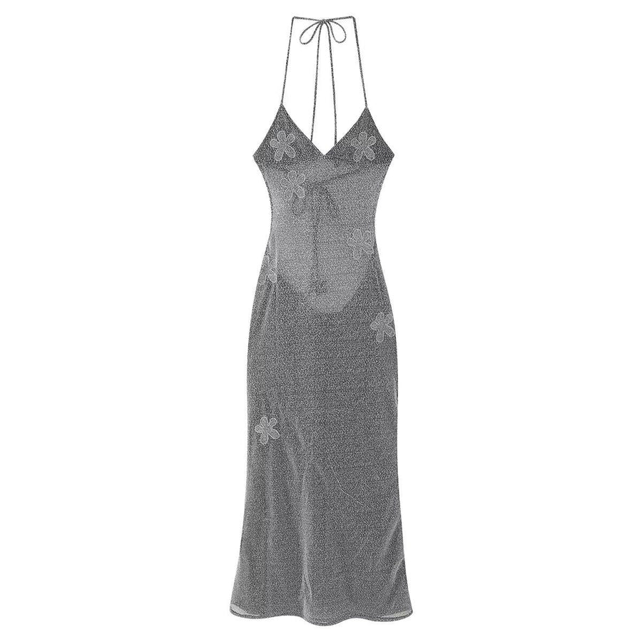 Donatella | Women's Floral Maxi Dress in Gray