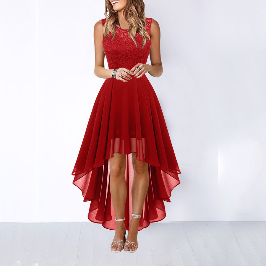 Donatella | Women's Sleeveless Wedding Guest Dress in Wine Red