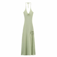Doriane | Women's V-Neck Floral Maxi Dress in Green