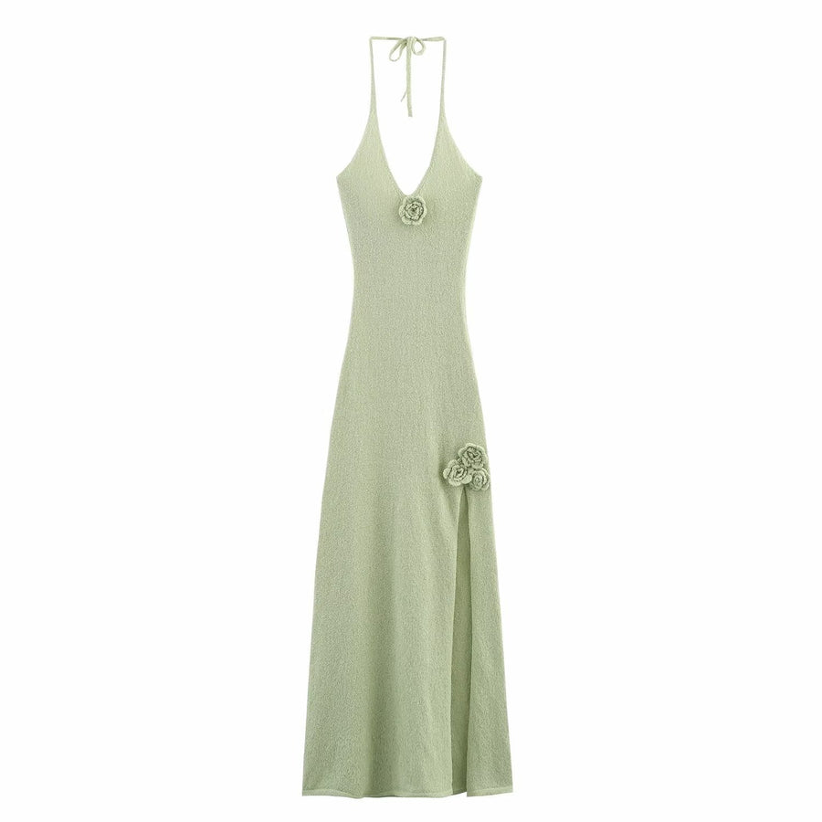 Doriane | Women's V-Neck Floral Maxi Dress in Green