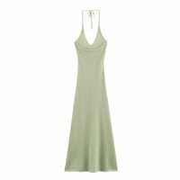 Doriane | Women's V-Neck Floral Maxi Dress in Green