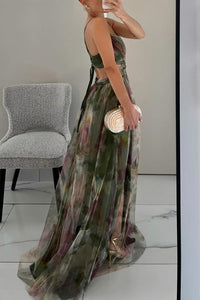 Dorinda | Women's V-neckline Fitted Bodice Maxi Dress