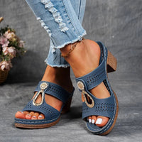 Dorothea | Women's Cutout Strap Wedge Shoes Sandals in Blue