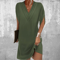 Dorothee | Women's V-neckline Mini Dress in Green