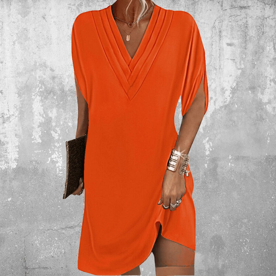 Dorothee | Women's V-neckline Mini Dress in Orange
