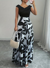 Drucilla | Women's A-Line V-Neck Wedding Guest Maxi Dress in Black