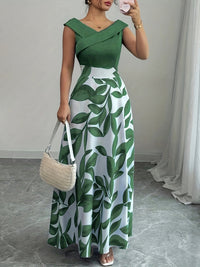Drucilla | Women's A-Line V-Neck Wedding Guest Maxi Dress in Green