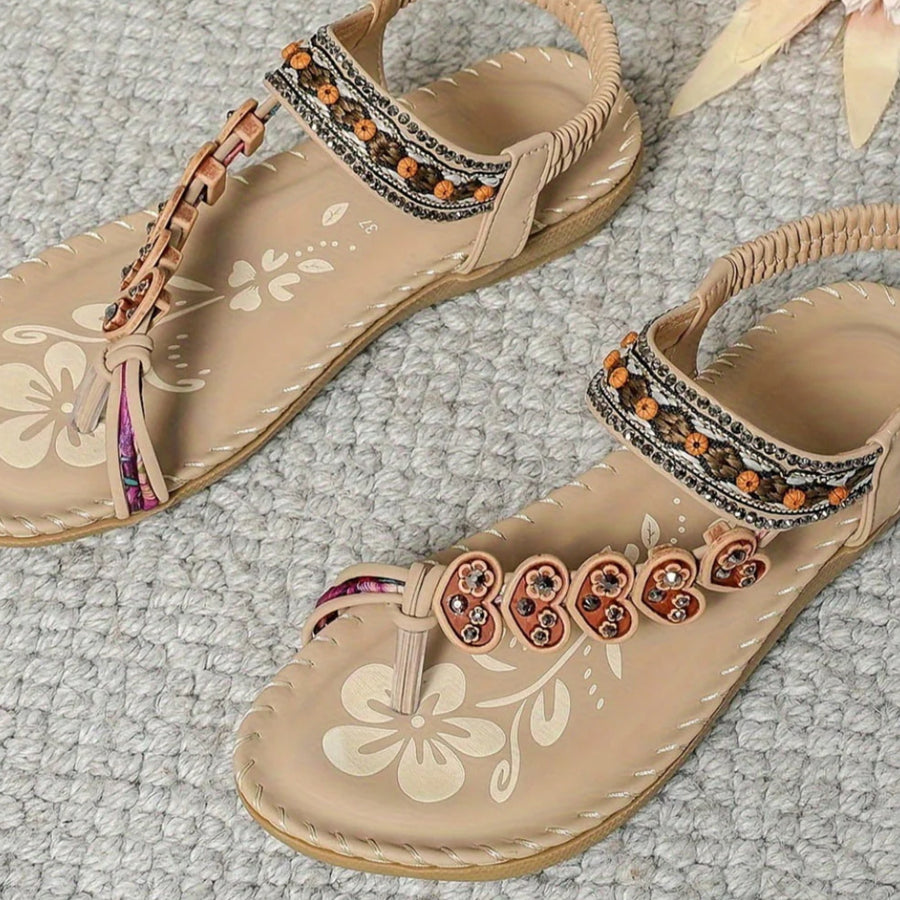 Drusilla | Women's Decorative Strap Flat Sole Design Sandals in Beige