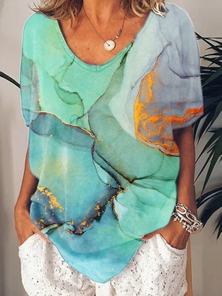 Drusilla | Women's V-Neck Elegant T-Shirt in Green