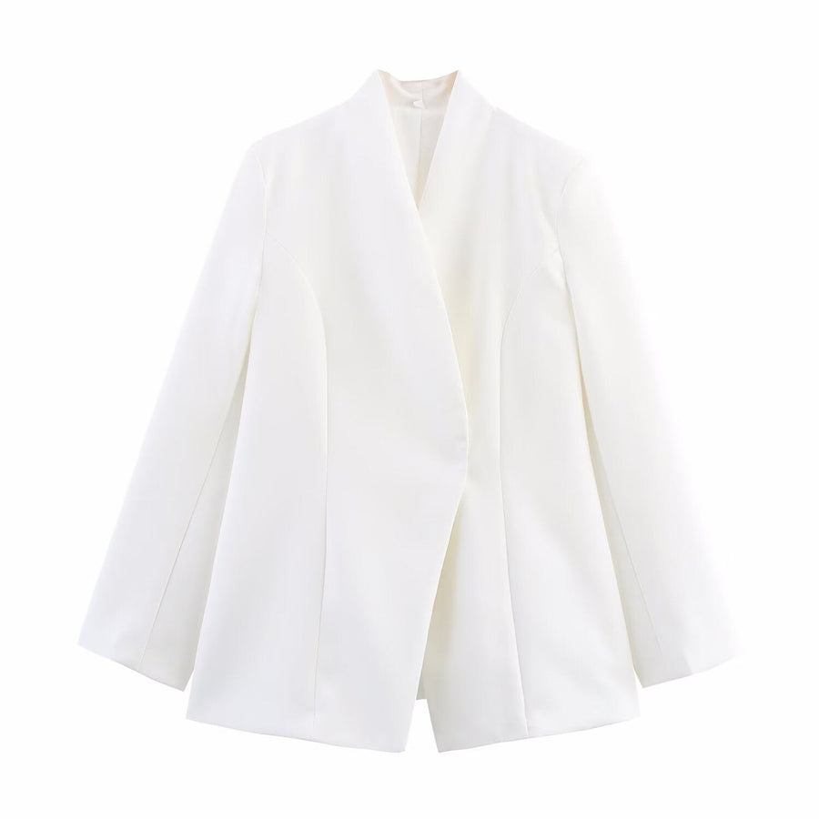 Drusilla | Women's Asymmetric Elegant Modern Blazer in White