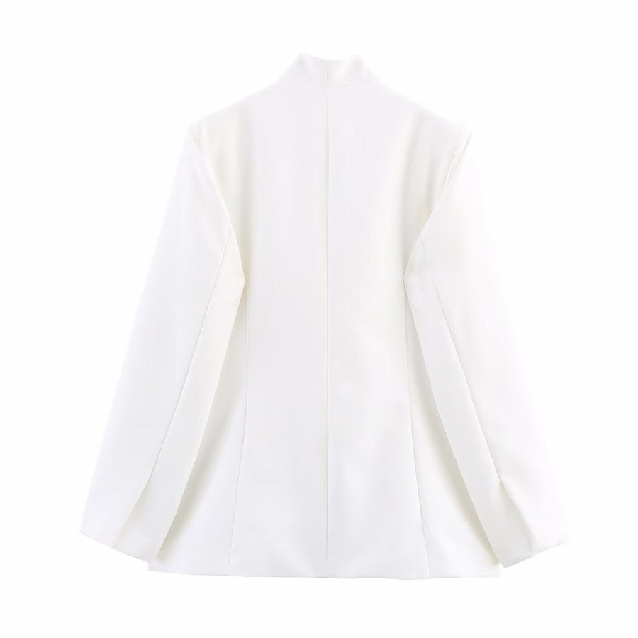 Drusilla | Women's Asymmetric Elegant Modern Blazer in White