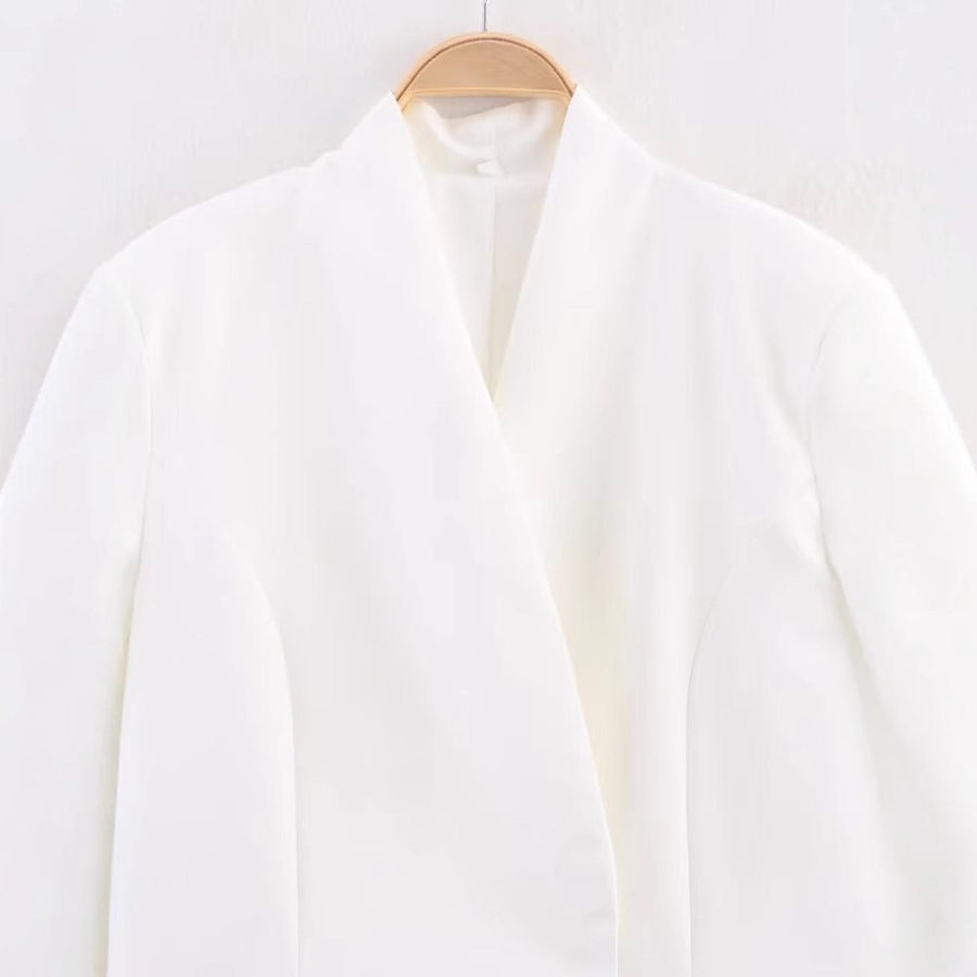 Drusilla | Women's Asymmetric Elegant Modern Blazer in White