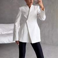 Drusilla | Women's Asymmetric Elegant Modern Blazer in White