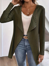 Dulcie | Women's Asymmetric Textured Elegant Cardigan in Olive Green