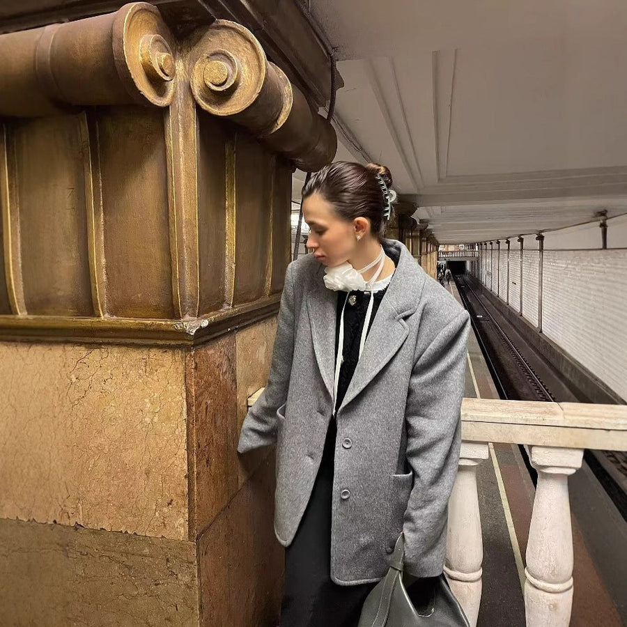Dulcie | Women's Pockets Elegant Blazer in Gray