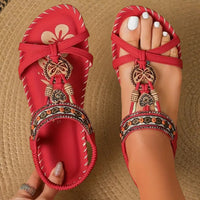 Dulcie | Women's Decorative Strap Open-Toe Design Sandals in Red