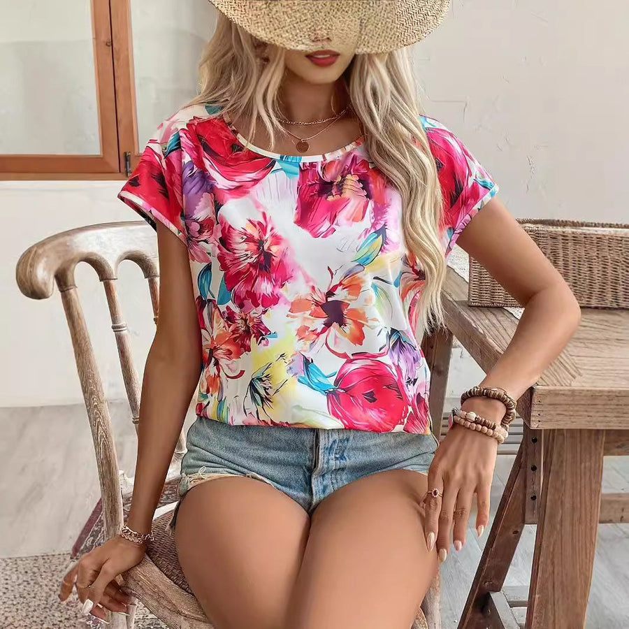 Eadwyn | Women's Lightweight Floral Blouse in Red