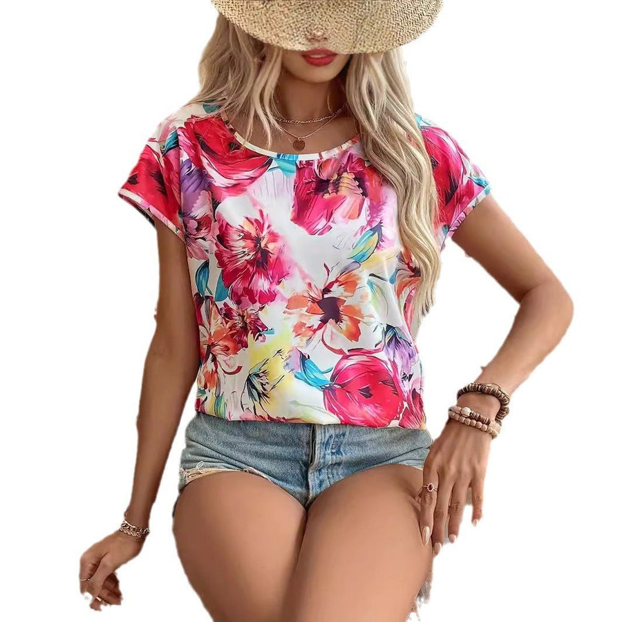 Eadwyn | Women's Lightweight Floral Blouse in Red