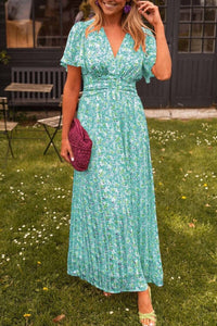 Ealasaid | Women's Casual Floral Wedding Guest Maxi Dress in Light Green