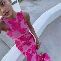 Ealasaid | Women's Floral Elegant Maxi Dress in Magenta