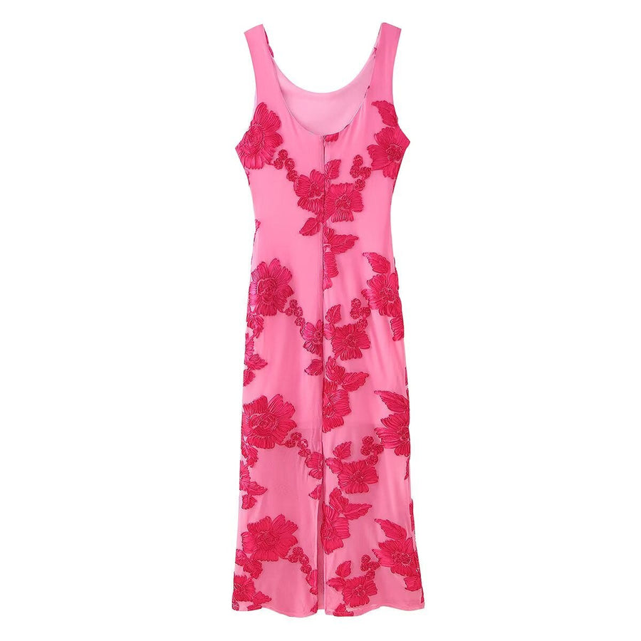 Ealasaid | Women's Floral Elegant Maxi Dress in Magenta