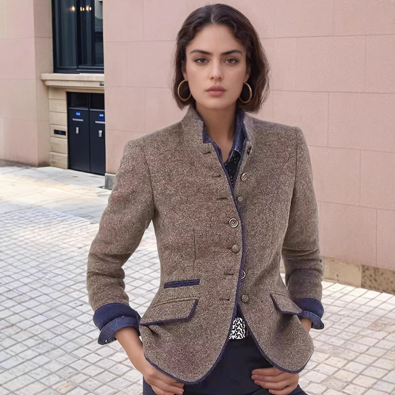 Eartha | Women's Button-Front Pockets Elegant Blazer