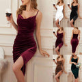 Ebba | Women's Ruched Satin Elegant Wrap Dress