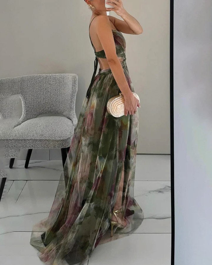Ebbaline | Women's Floral Pleated Wedding Guest Maxi Dress