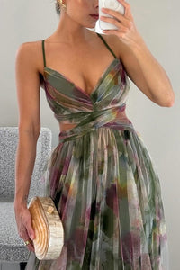 Ebbaline | Women's Floral Pleated Wedding Guest Maxi Dress