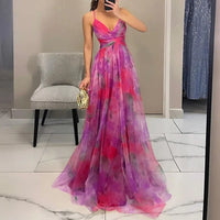 Ebbaline | Women's Floral Pleated Wedding Guest Maxi Dress in Pink